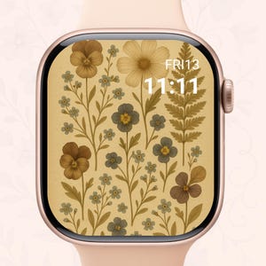 Quadrante di orologio vintage in carta pressata a petalo – Download digitale in stile diario botanico