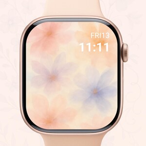 Sfondo floreale pastello per Apple Watch - Sfondo con petali acquerellati, quadrante minimalista con effetto esteticamente gradevole