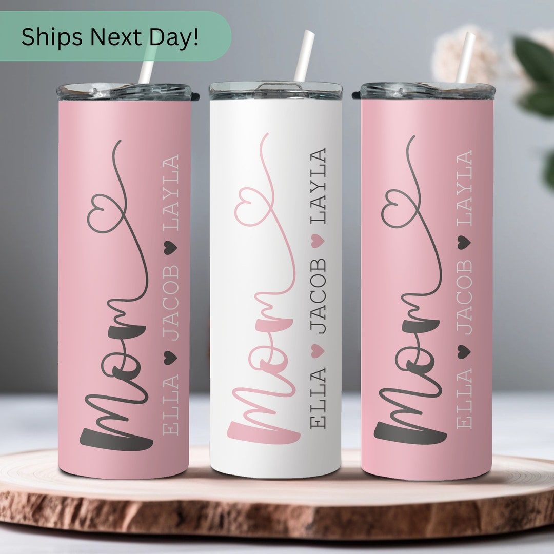 Mom Tumbler With Kids Names Personalized Tumbler on Mothers Day Mother Custom Tumbler With Straw ...