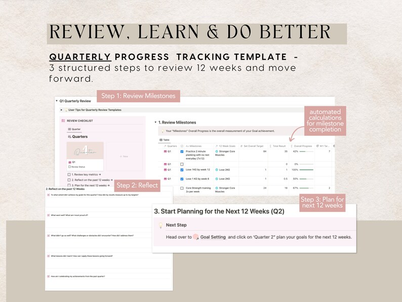 Notion Template 12 Week Year Planner Notion Dashboard Goal Etsy Australia