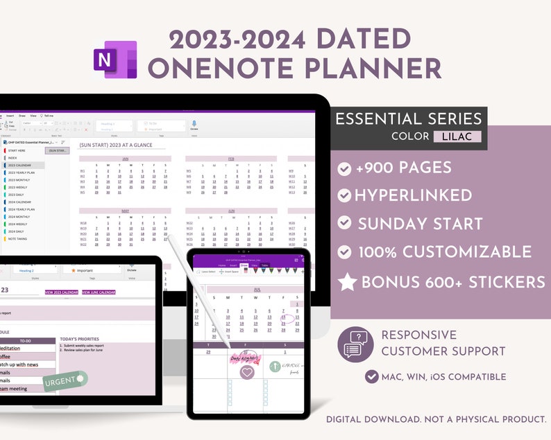 Onenote Digital Planner 2023 2024 Hyperlinked Onenote Etsy