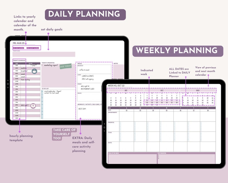 Onenote Digital Planner 2023 2024 Hyperlinked Onenote Etsy