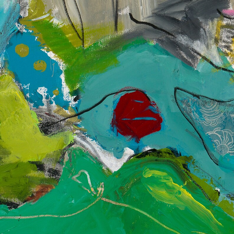 Original Abstract Painting on Canvas, Collage Prints, Colorful Prints