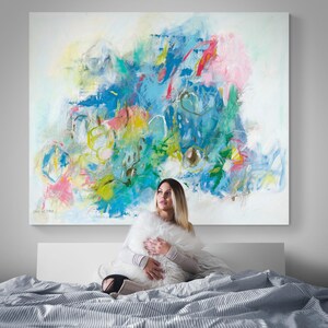 Abstract wall art,Original art abstract painting,Pastel canvas wall art,Bedroom wall decor,Living room wall décor, Painting Print On Canvas