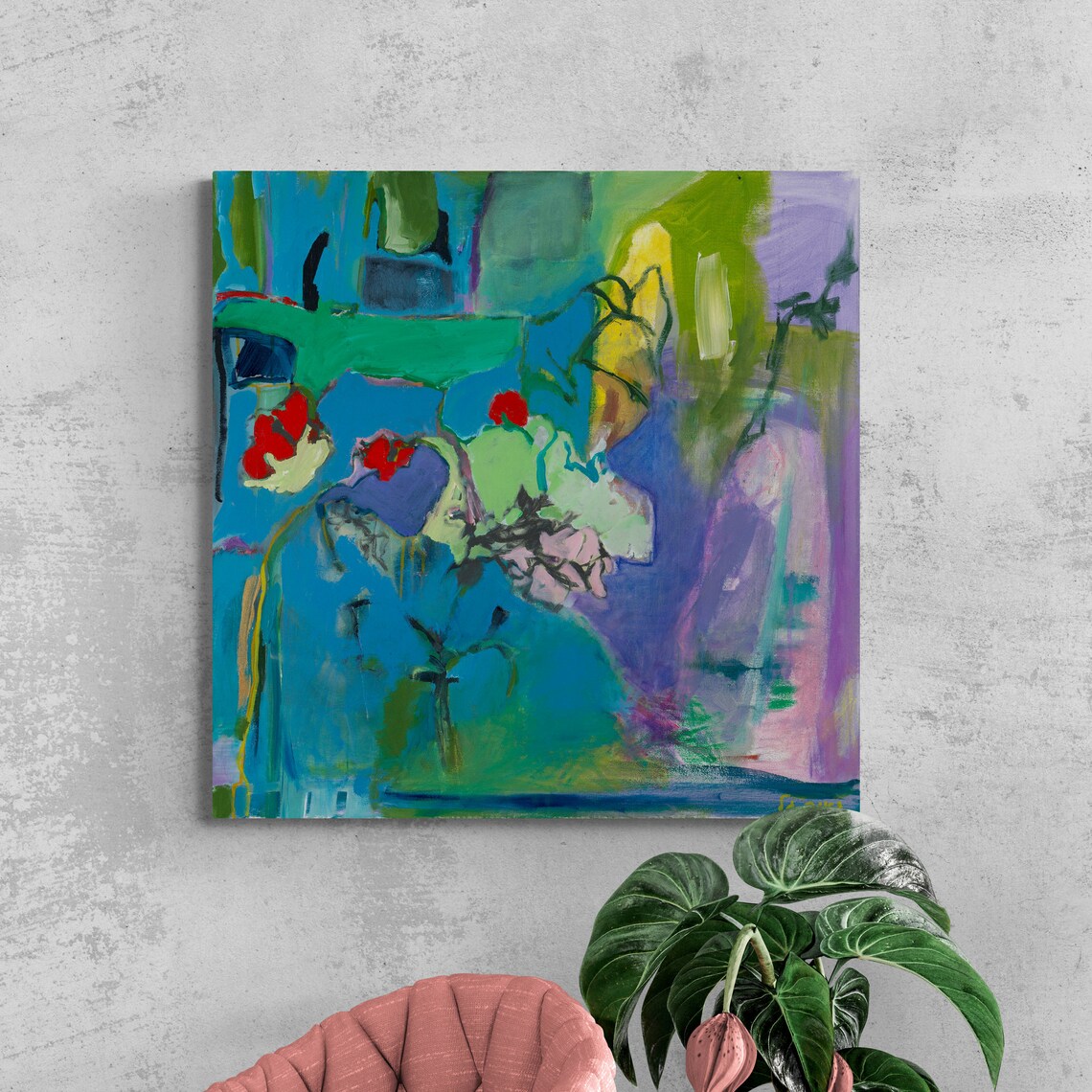 Purple Canvas Wall Art, Living Room Art Prints, Art Prints, Original