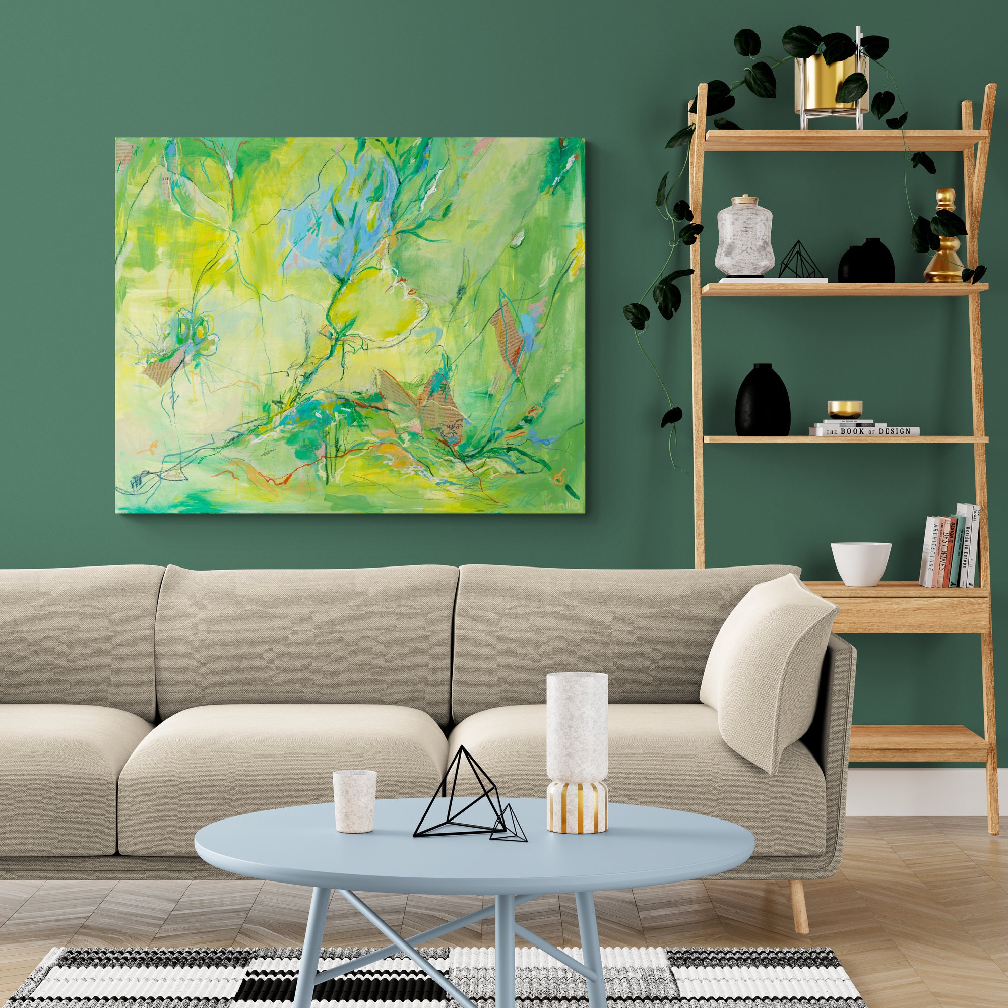 Green Abstract Canvas, Abstract Large Wall Décor, Wall Decor Art Print