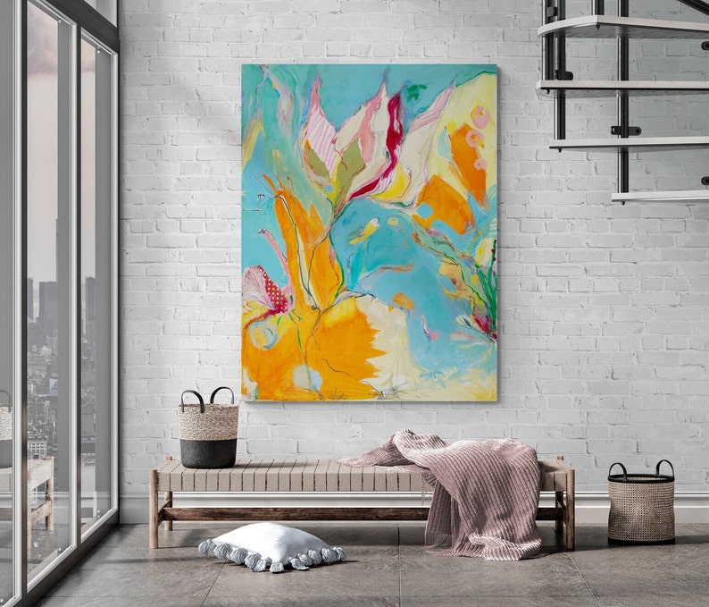 Abstract Flower Art Print Abstract Collage Art Living Room - Etsy