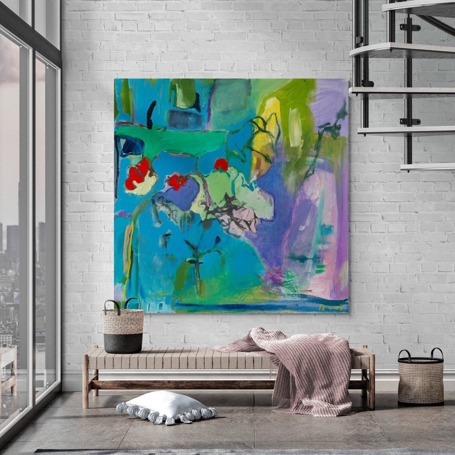 Purple Canvas Wall Art, Living Room Art Prints, Art Prints, Original