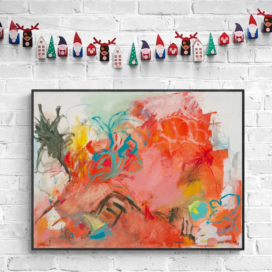 Abstract Wall Art Orange Canvas Wall Artabstract Landscape Etsy