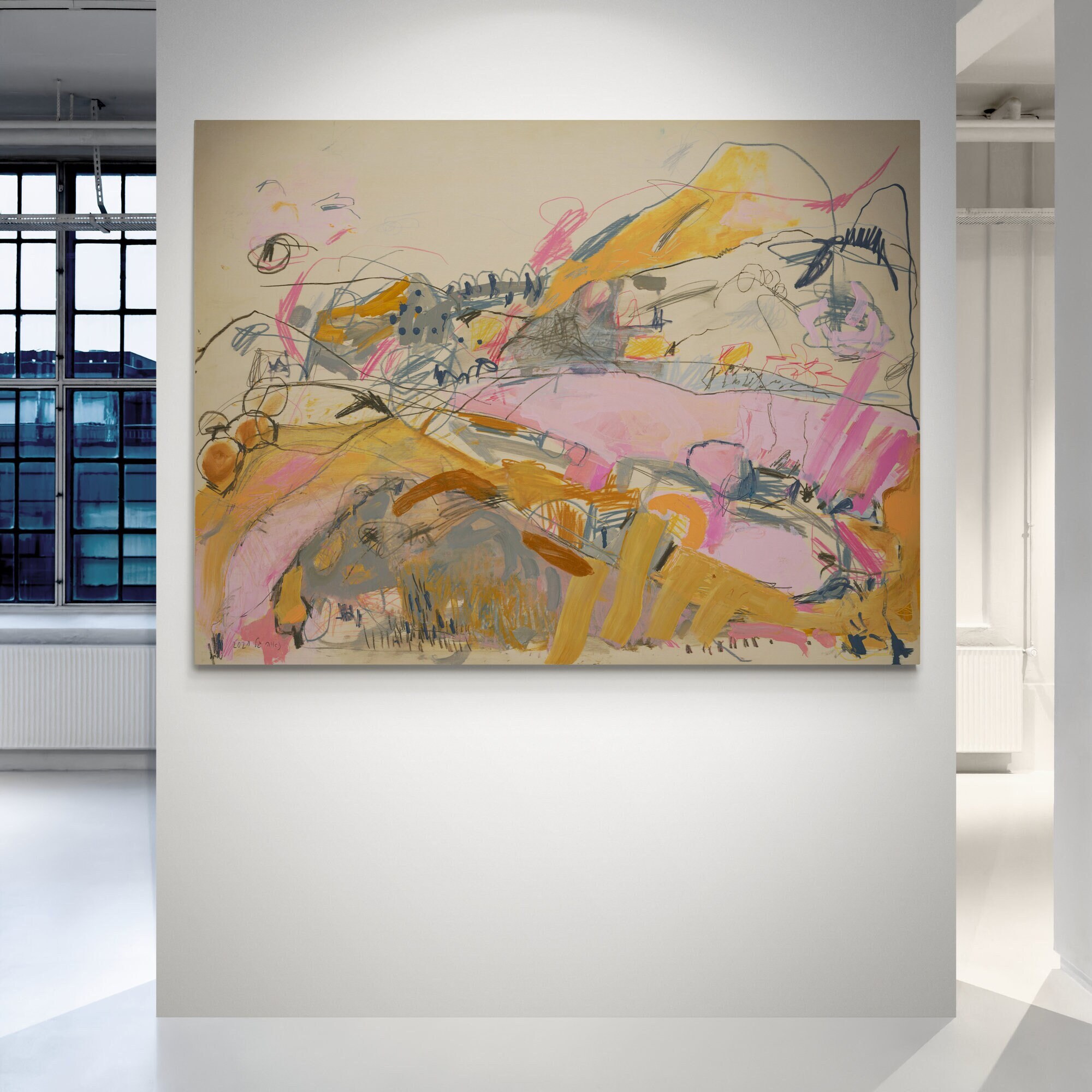 Abstract Wall Art Pink Landscape Wall Art Fields Print Etsy Israel