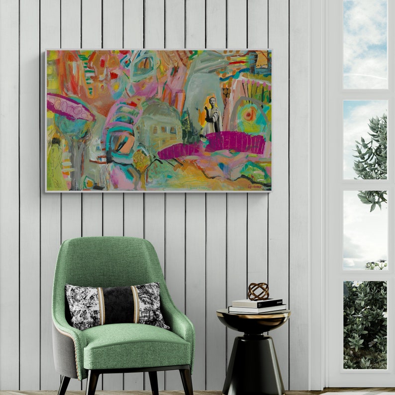 Large Abstract Golden Eruption Cloud Canvas Wall Art - 24x48 Inches, Framed, Ready To Hang