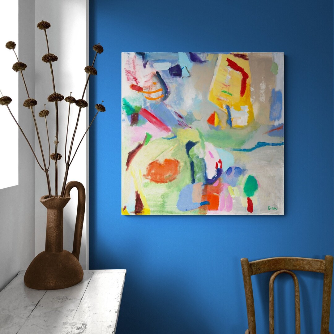 Colorful Geometric Abstract Painting, Modern Wall Art Print, Original