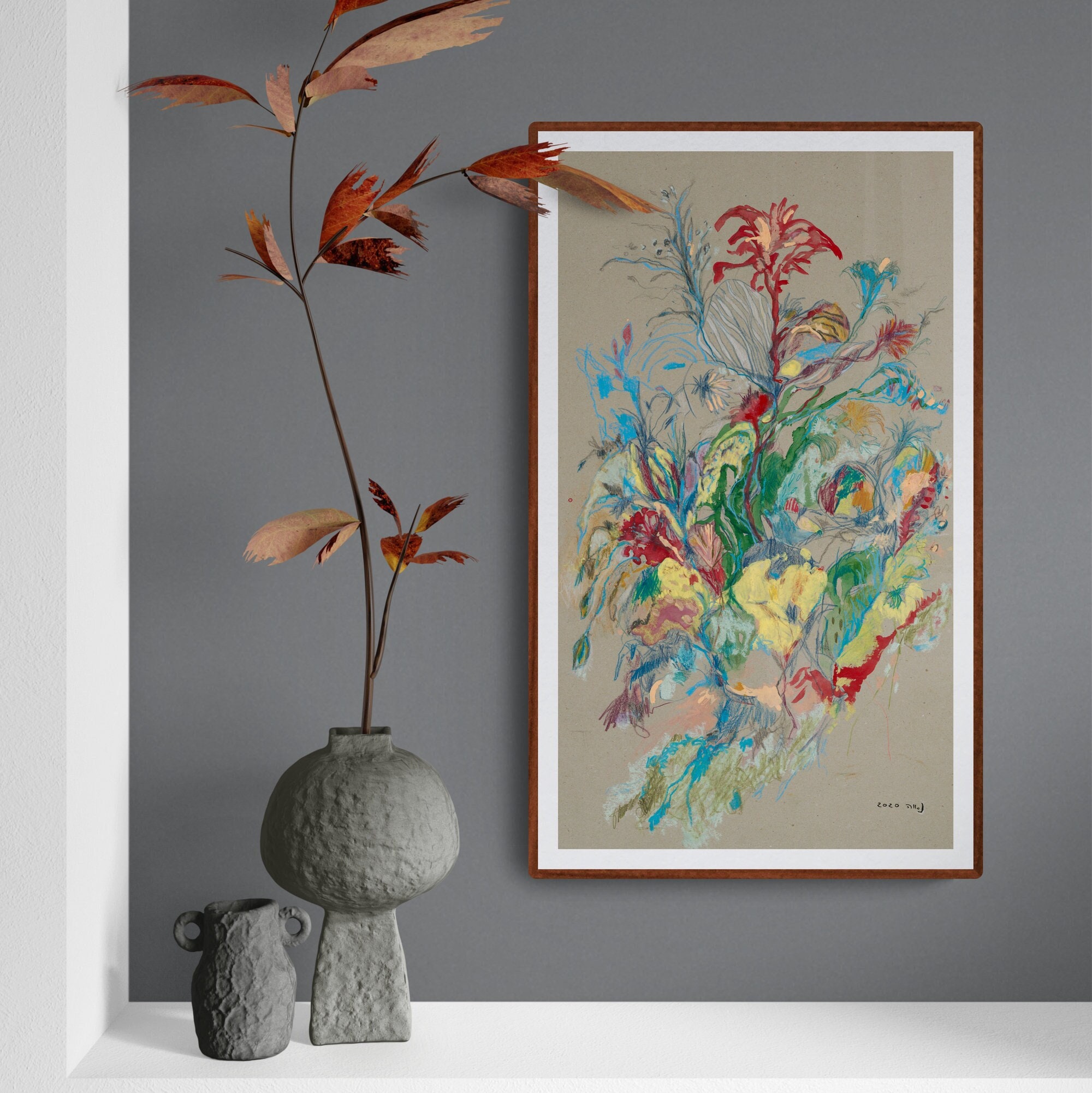 Flower Wall Art Colorful Wall Art Living Wall Art Bedroom Etsy