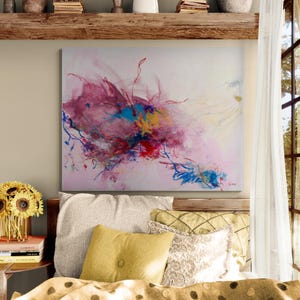 Oversized Modern Art Print for Living Room or Office - Deep Red Abstract Canvas Wall Art -   Contemporary Giclee Gift for Her - Israeli Art