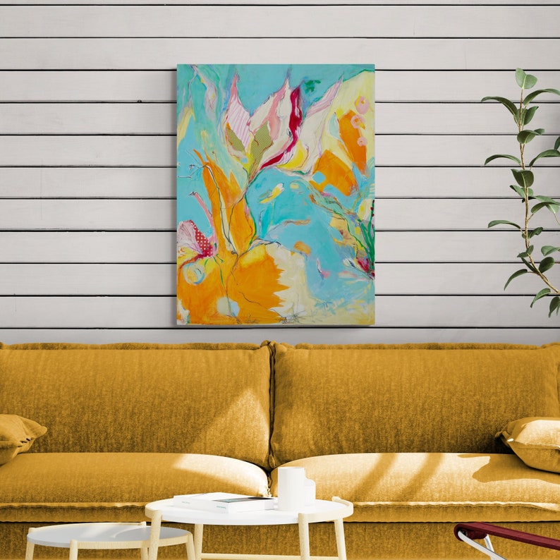Abstract Flower Art Print Abstract Collage Art Living Room - Etsy