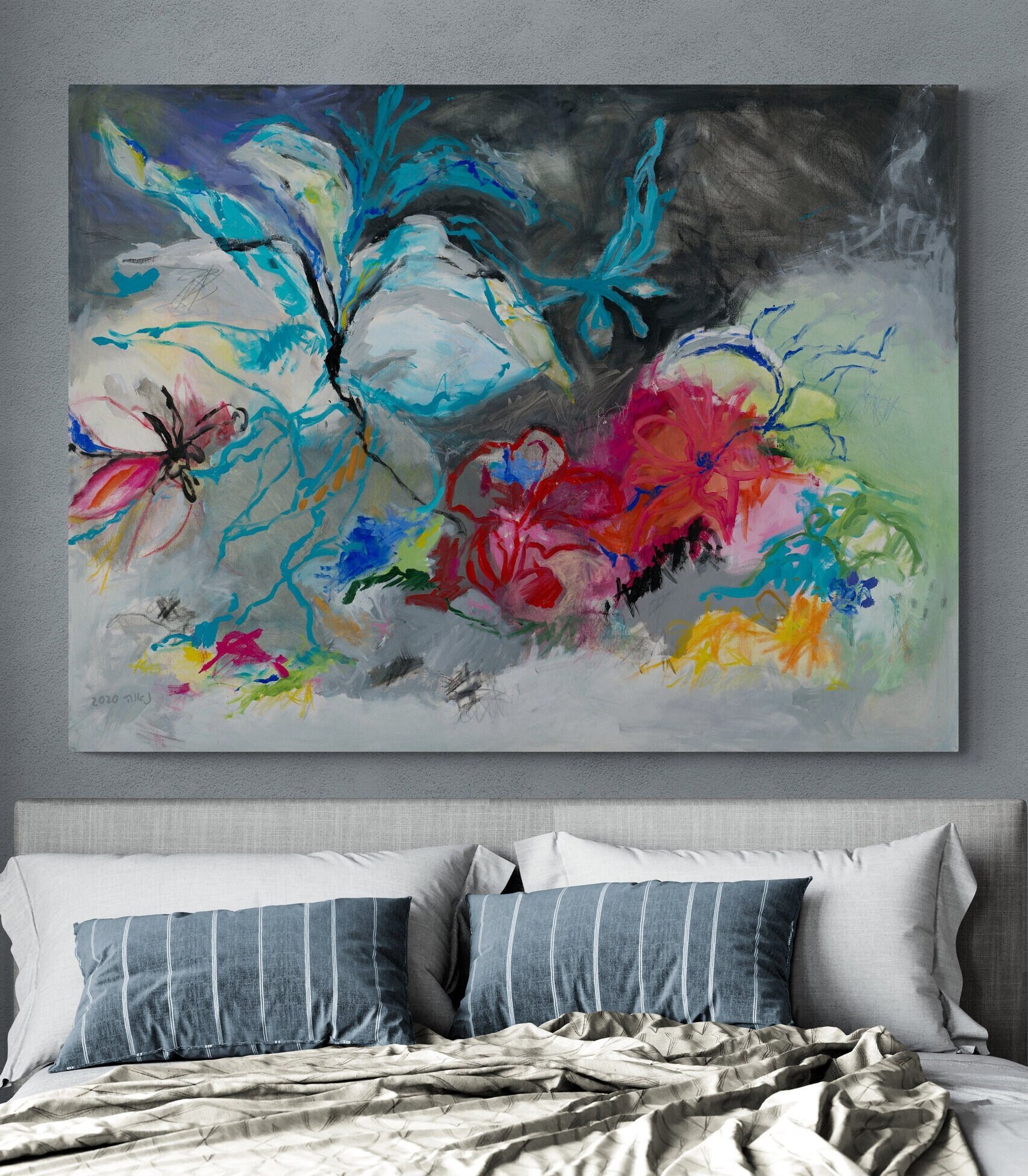 Abstract Red Flower Art ,original Abstract Wall Art on Canvas, Abstract ...
