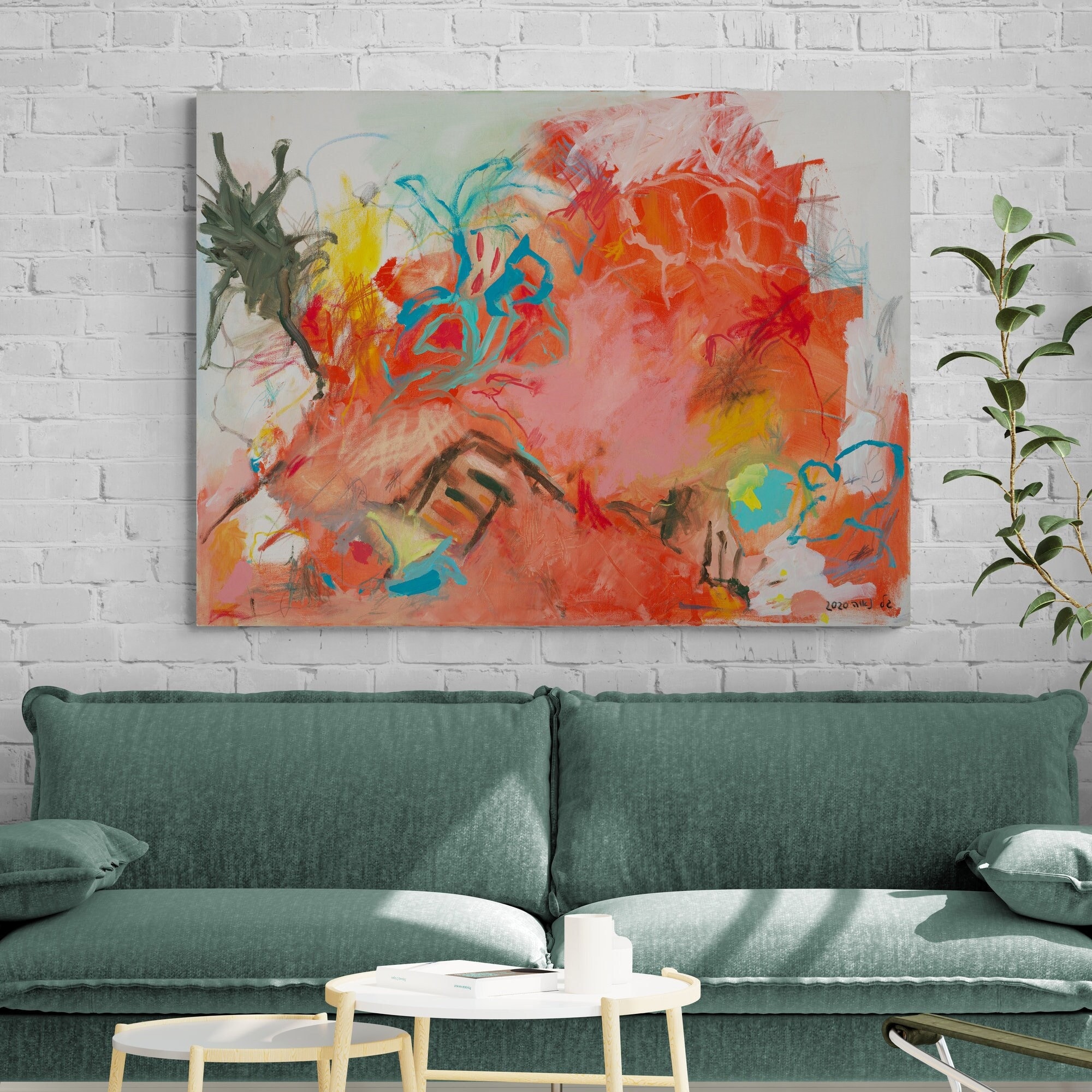 Abstract Wall Art Orange Canvas Wall Artabstract Landscape Etsy