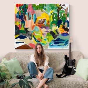 Large Abstract Modern Art Print on Canvas - Living Room Artwork Ready to Hang - Bedroom  Original Art - Wall Art Print Giclee for Office