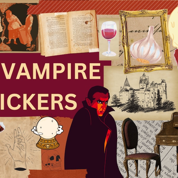 Aesthetic Vampire Digital Sticker Pack, Daily Planner Stickers, iPad Stickers, Goodnotes Stickers, Digital Planner Stickers, PNG