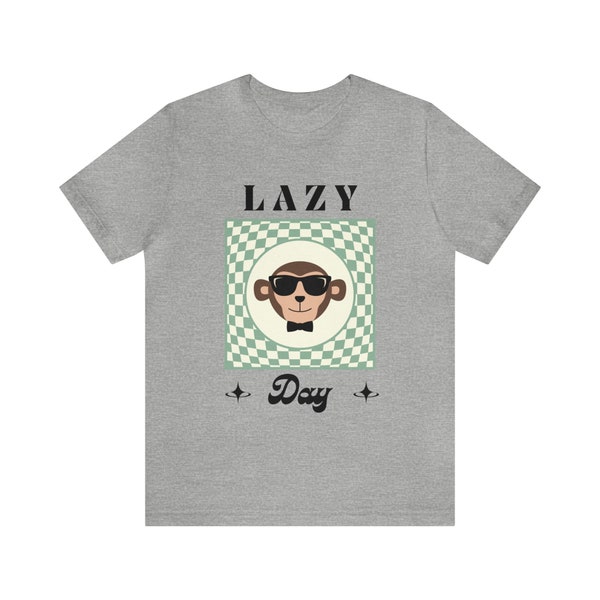 Monkey Lazy Day Tee, Unisex Jersey Short Sleeve, Animal Print T-shirt, Lazy Day Gift for Him/Her, Funny Tee