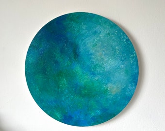 Acrylic Painting/ Seaside original acrylic painting/ Colour painting/ abstract artwork painting/ circle canvas painting/ Cornish/ Cornwall