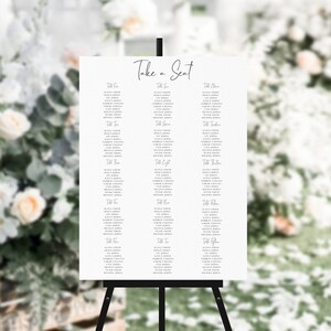 Take a Seat Minimalist Wedding Engagement Birthday Guest Seating Chart Template Table Seating Sign