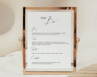 The Bar Menu Template Wedding Drinks Menu Template Cocktail Menu Wedding Bar Menu Drinks Menu Sign