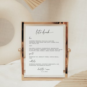 Let&#39;s Drink Bar Sign Template Wedding Drinks Menu Template Cocktail Menu Wedding Bar Menu Drinks Signature Drinks Sign CHANTELLE