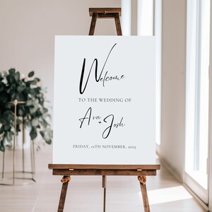 Large Portrait Script Simple Minimalist Wedding Welcome Sign Template Editable Template Sign Wedding Decor