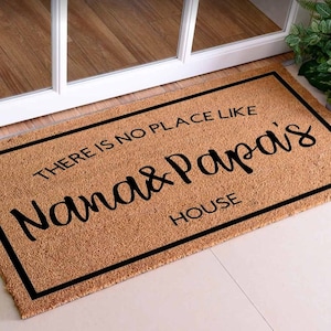 There&#39;s No Place Like Nana and Papa&#39;s House | Welcome Mat | Door Mat | Home Doormat | Housewarming Gift | Grandma and Grandpa
