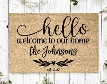 Housewarming Gift / Family Name Doormat / Personalized Doormat / Closing Gift / Custom Family Welcome Mat / Wedding Gift / Personalized Gift