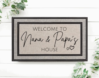 Welcome to Nana and Papa's House | Welcome Mat |Door Mat |Home Doormat |Housewarming Gift |Grandma and Grandpa |Personalized Gift