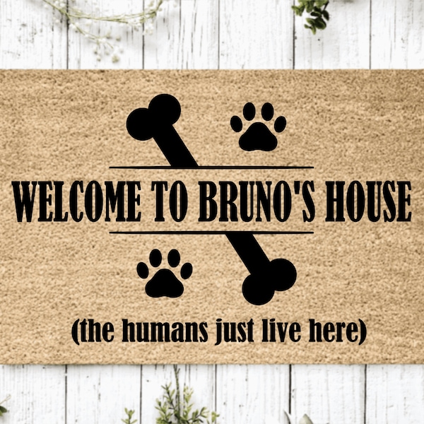 The Humans Just Live Here /Housewarming Gift /Family Name Doormat /Personalized Doormat /Closing Gift /Custom Family Mat /Personalized Gift
