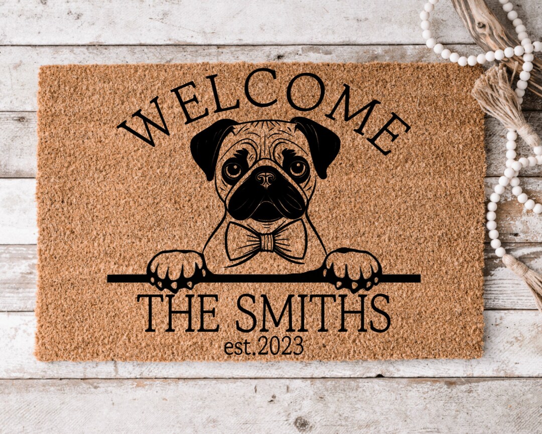 Hope You Like PUGS Mat V2 /housewarming Gift /family Name Doormat