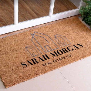 Custom Business Logo Door Mat - Your Text Here - Personalized Doormat - Customized Coir Mat - Customer Welcome Mat - Brand Marketing Doormat