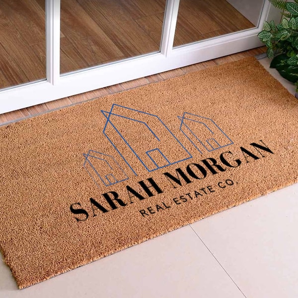 Custom Business Logo Door Mat - Your Text Here - Personalized Doormat - Customized Coir Mat - Customer Welcome Mat - Brand Marketing Doormat