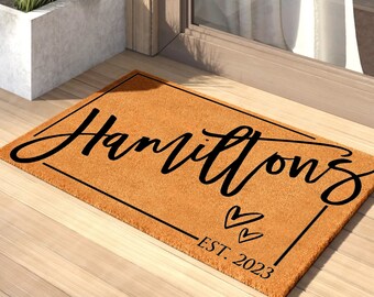 Housewarming Gift / Family Name Doormat / Personalized Doormat / Closing Gift / Custom Family Welcome Mat / Wedding Gift / Personalized Gift
