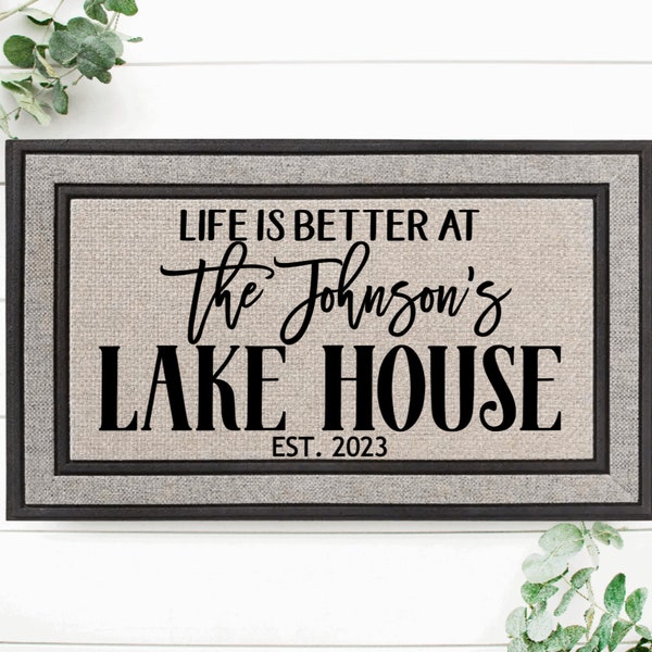Housewarming Gift / Family Name Doormat / Lake House Personalized Doormat / Closing Gift / Custom Family Welcome Mat / Personalized Gift