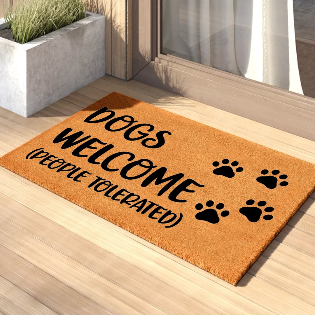 dogs-welcome-people-tolerated-welcome-mat-perfect-gift-for-dog-owner