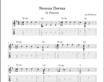 Nessun Dorma (G.Puccini) Sheet Music - Guitar Tutorial TABS and Score