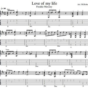 Love of My Life  Sheet Music - Guitar Tutorial TABS and Score