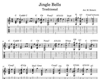 Jingle Bells (Traditional Christmas Music) Carol Song Sheet Music - Guitar Tutorial TABS and Score