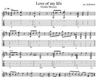 Love of My Life  Sheet Music - Guitar Tutorial TABS and Score