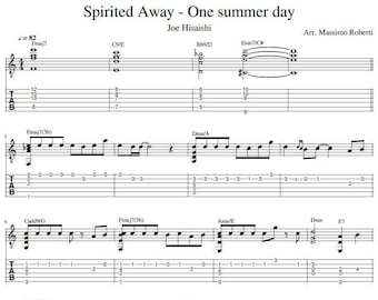 Spirited Away (One Summer Day) Sheet Music - Guitar Tutorial TABS and Score