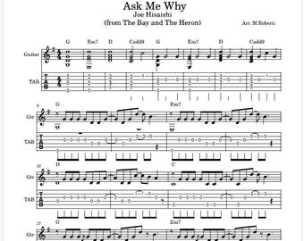 Ask Me Why (Studio Ghibli) Sheet Music - Guitar Tutorial TABS and Score