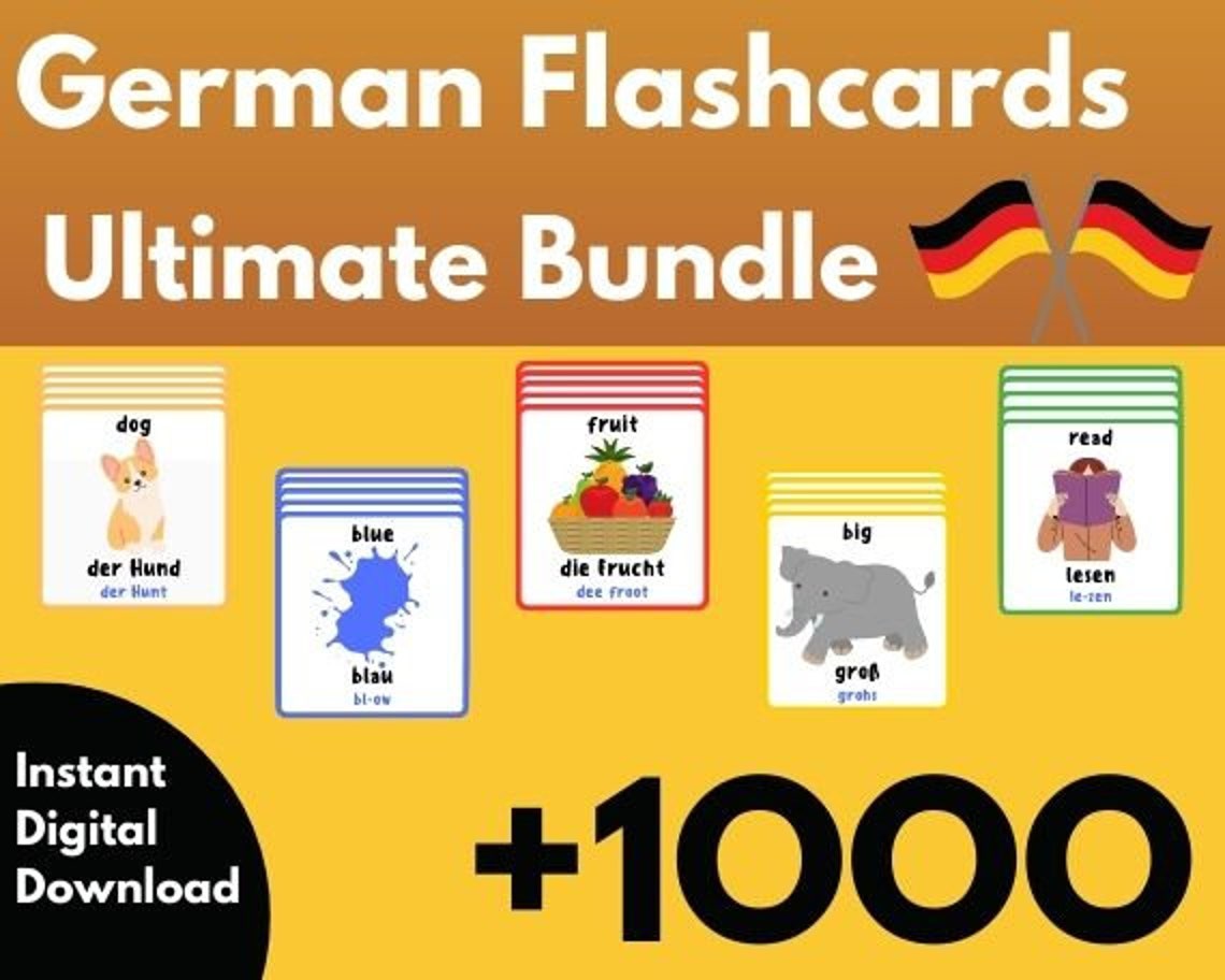 German Flashcards, German Vocabulary, Printable Flashcard, Language