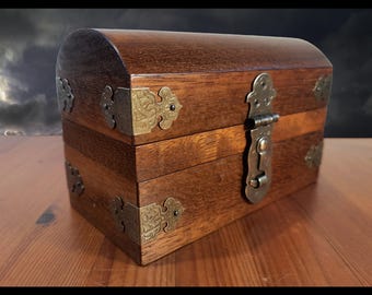 Mahogany Dice Chest with Brass Accents: Velvet Lined TTRPG Storage