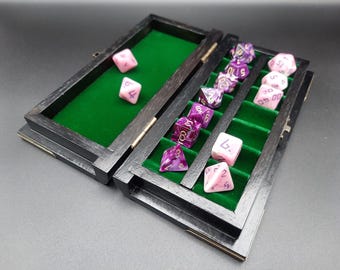 Mahogany Dice Box & Tray, Compact Design, Velvet Lined, Handcrafted for TTRPGs