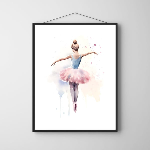 Twirling Grace, Graceful Ballerina Poster, Dance Inspired Art, Ballet Wall Decor, Whimsical Kids Room Poster, Delicate and Elegant Design