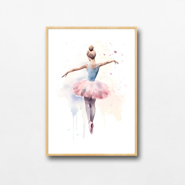 Twirling Grace, Graceful Ballerina Poster, Dance Inspired Art, Ballet Print, Whimsical Kids Room Poster, Delicate Art Print, Digital